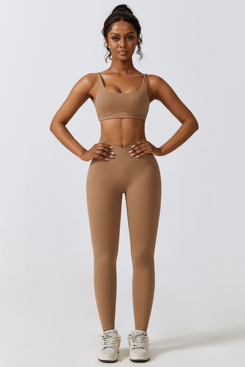 Sports Bra and Leggings Set Camel