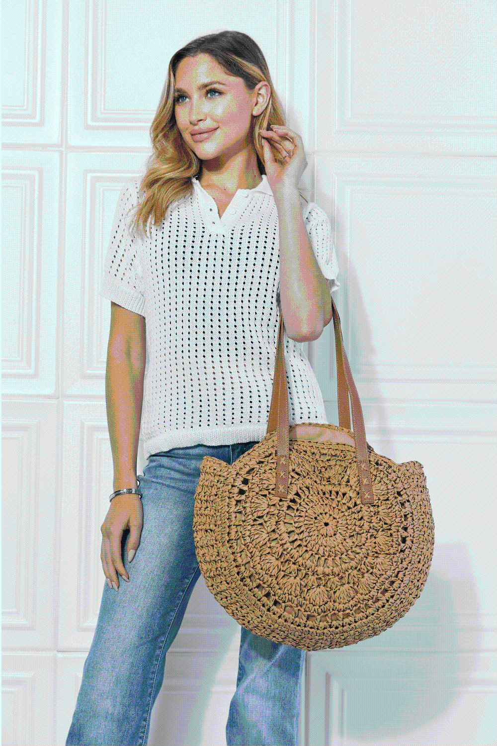 Justin Taylor C'est La Vie Crochet Handbag in Caramel