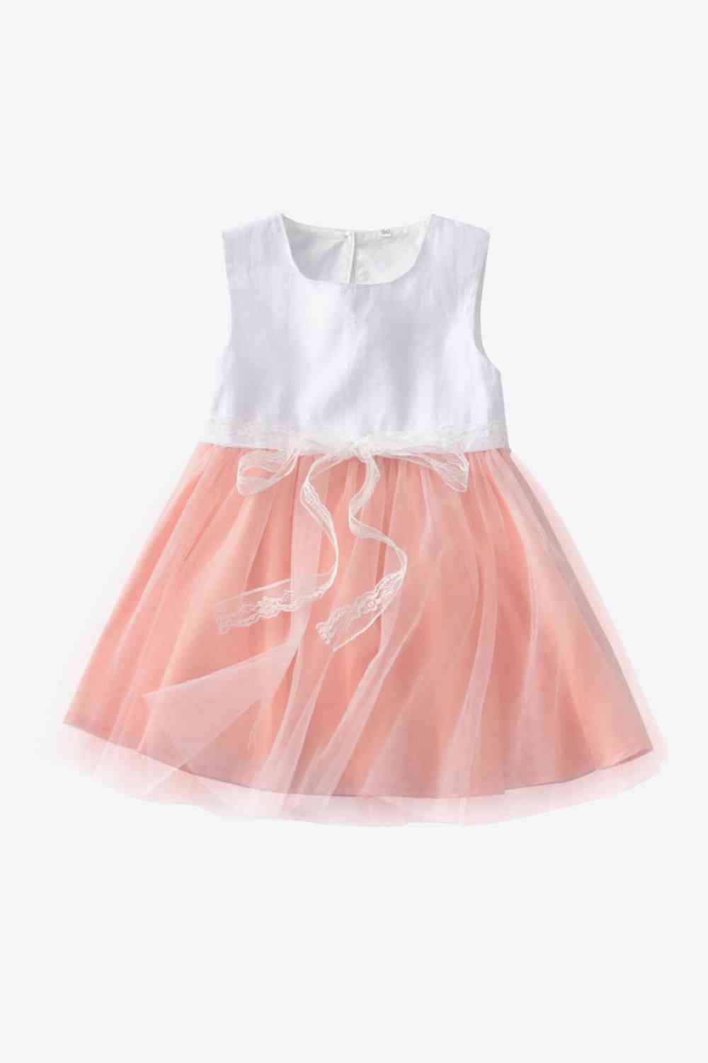 Round Neck Sleeveless Tied Dress Peach