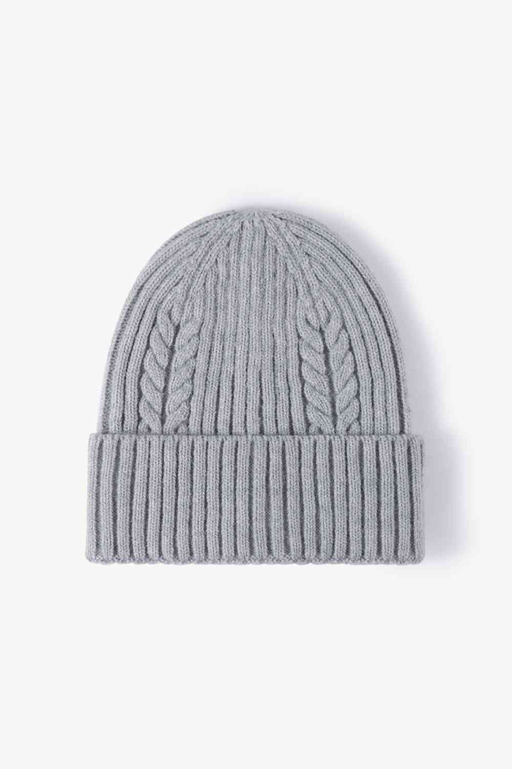 Cable-Knit Cuff Beanie Gray One Size