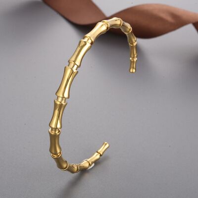 Stainless Steel Bamboo Shape Bracelet Gold One Size