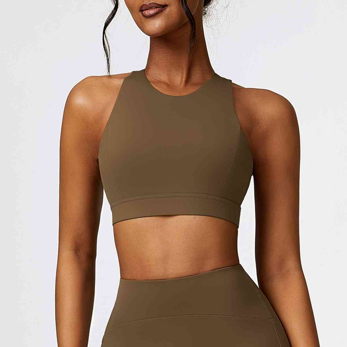 Cutout Racerback Sport Tank Olive Brown