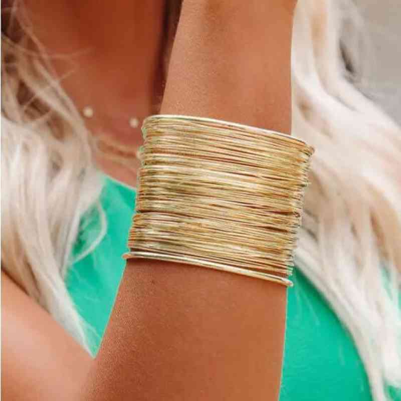 Alloy Layered Cuff Bracelet Gold One Size
