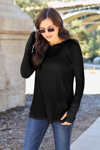 Basic Bae Full Size Round Neck Long Sleeve T-Shirt Black