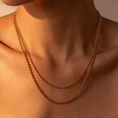 18K Gold-Plated Lobster Closure Bead Necklace Gold One Size