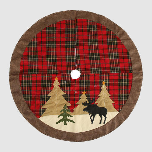 Plaid Christmas Tree Skirt Deep Red One Size