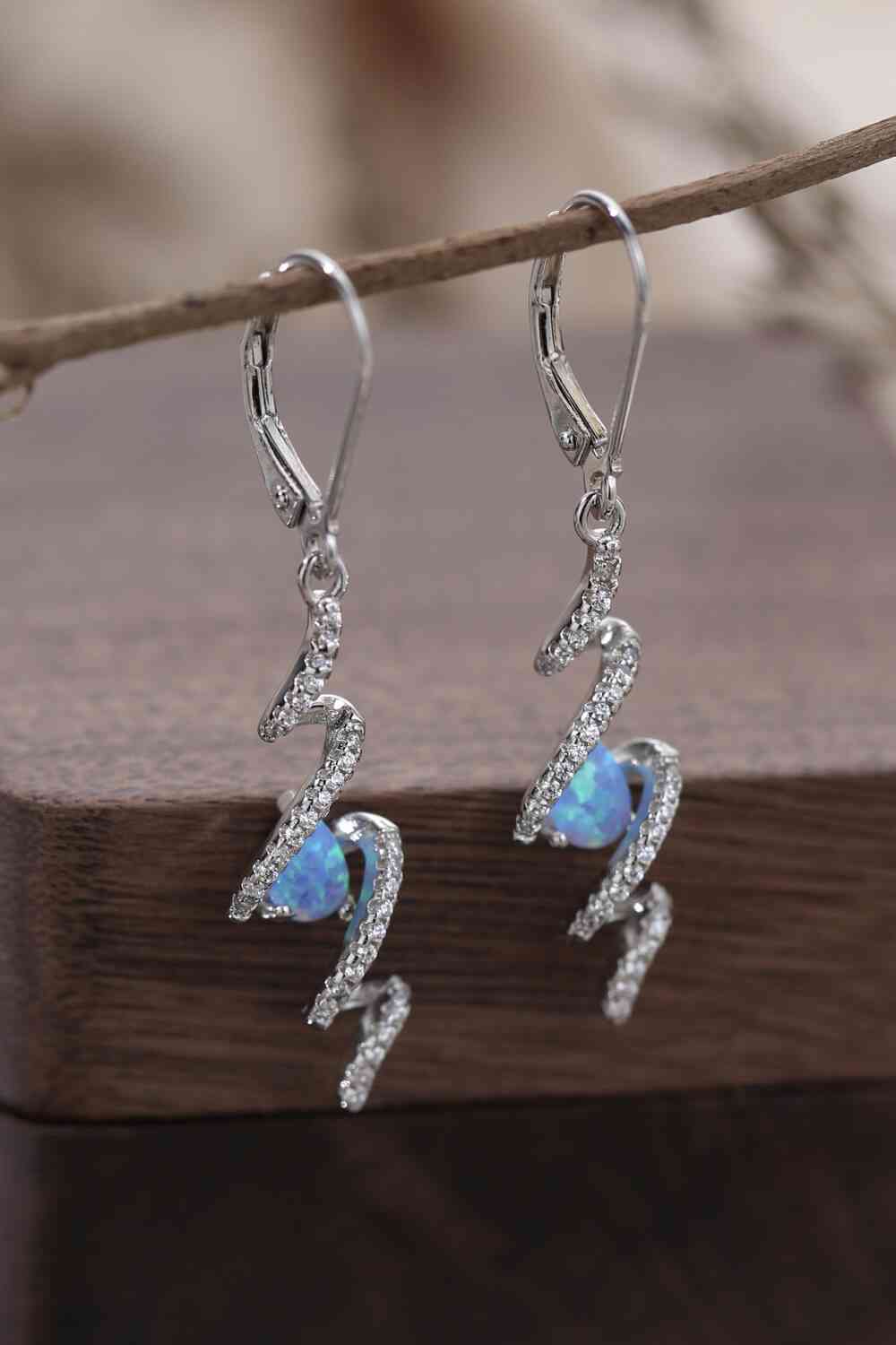 Twisted Opal Drop Earrings Sky Blue One Size