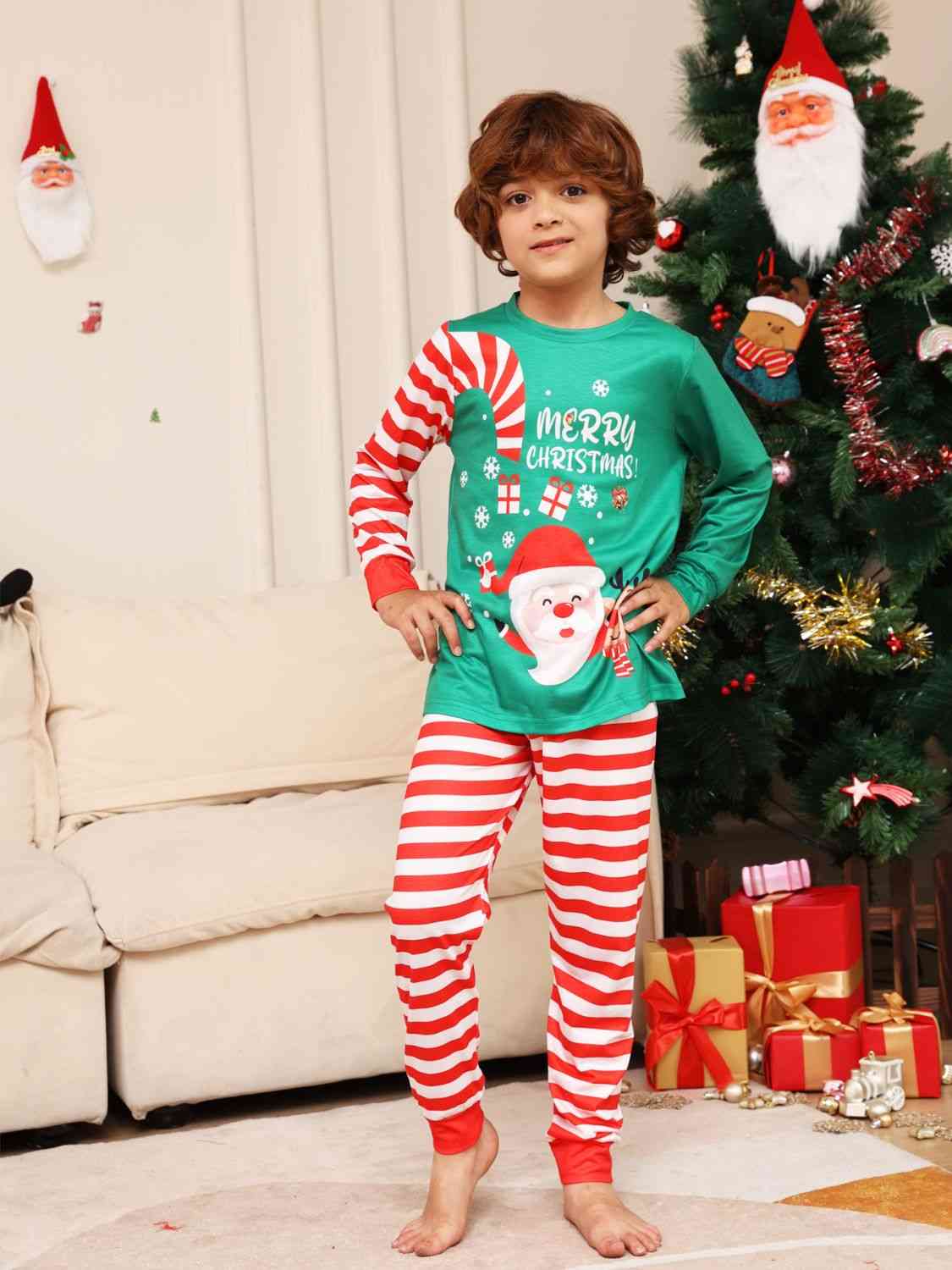 MERRY CHRISTMAS Top and Pants Set Mid Green