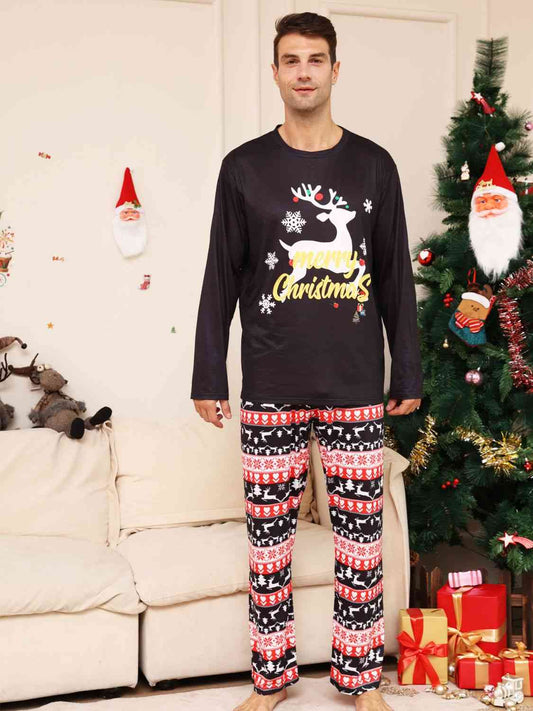 Full Size MERRY CHRISTMAS Graphic Top and Pants Set Black