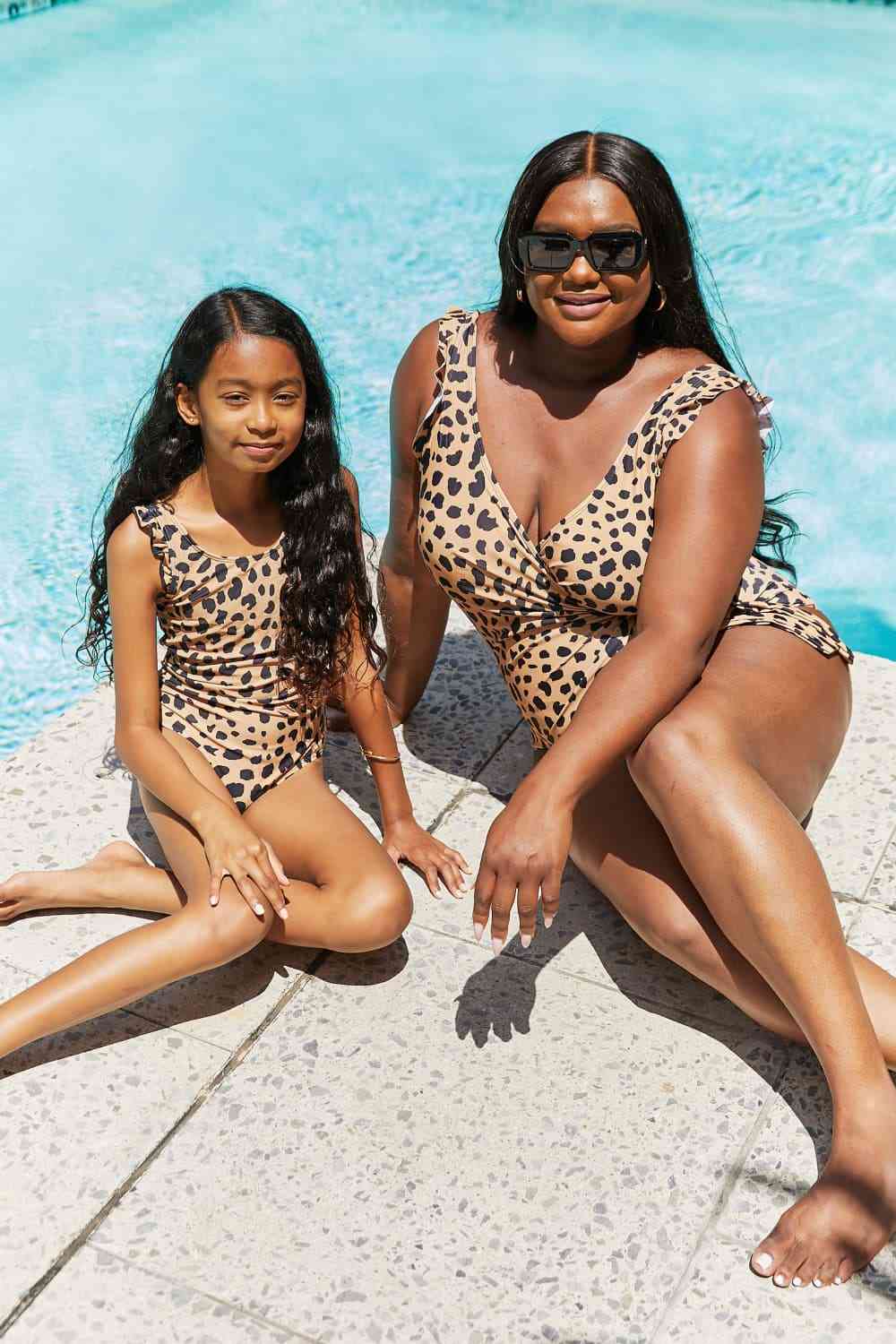 Marina West Swim Full Size Float On Ruffle Faux Wrap One-Piece in Leopard Leopard