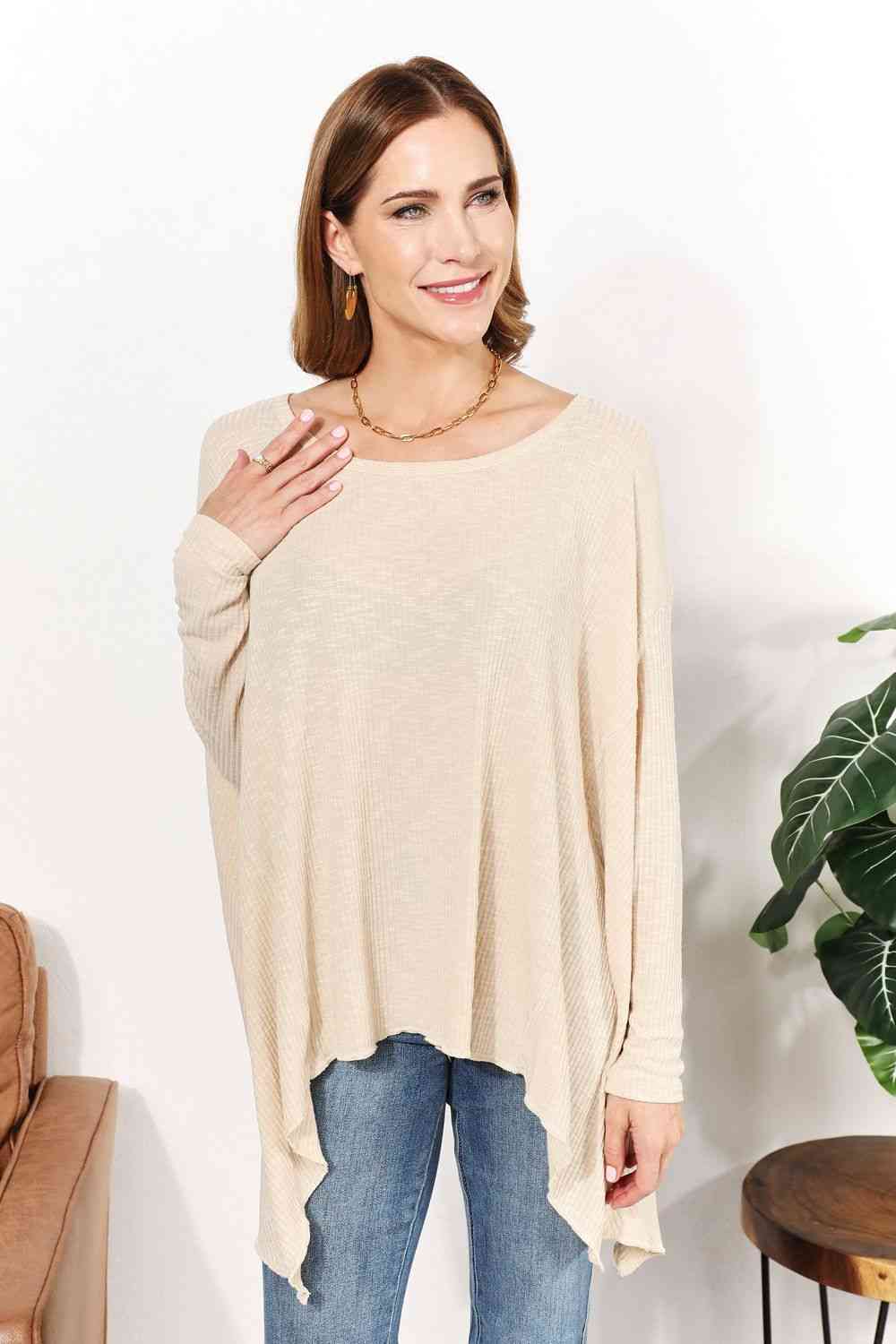 HEYSON Full Size Oversized Super Soft Ribbed Top