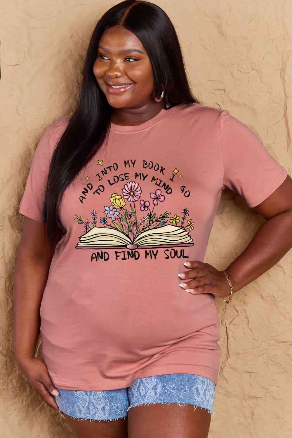 Simply Love Full Size Book & Flower Graphic Cotton Tee