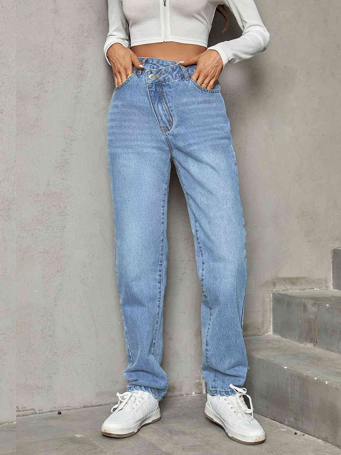 Asymmetrical Straight Leg Jeans Medium