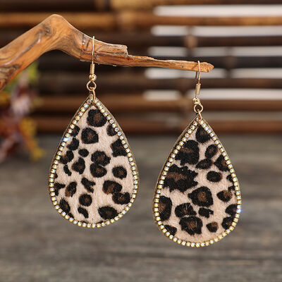 Zircon PU Leopard Teardrop Earrings Leopard One Size