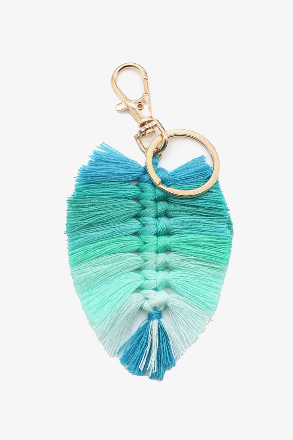 Assorted 4-Pack Leaf Shape Fringe Keychain Blue/Green One Size