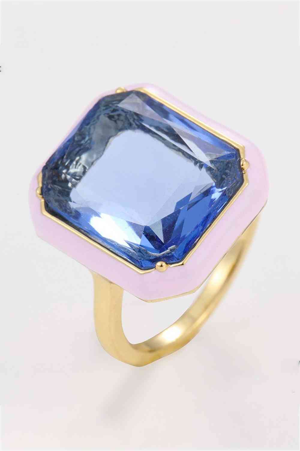 5-Piece Wholesale Glass Stone Contrast Ring Cobalt Blue One Size