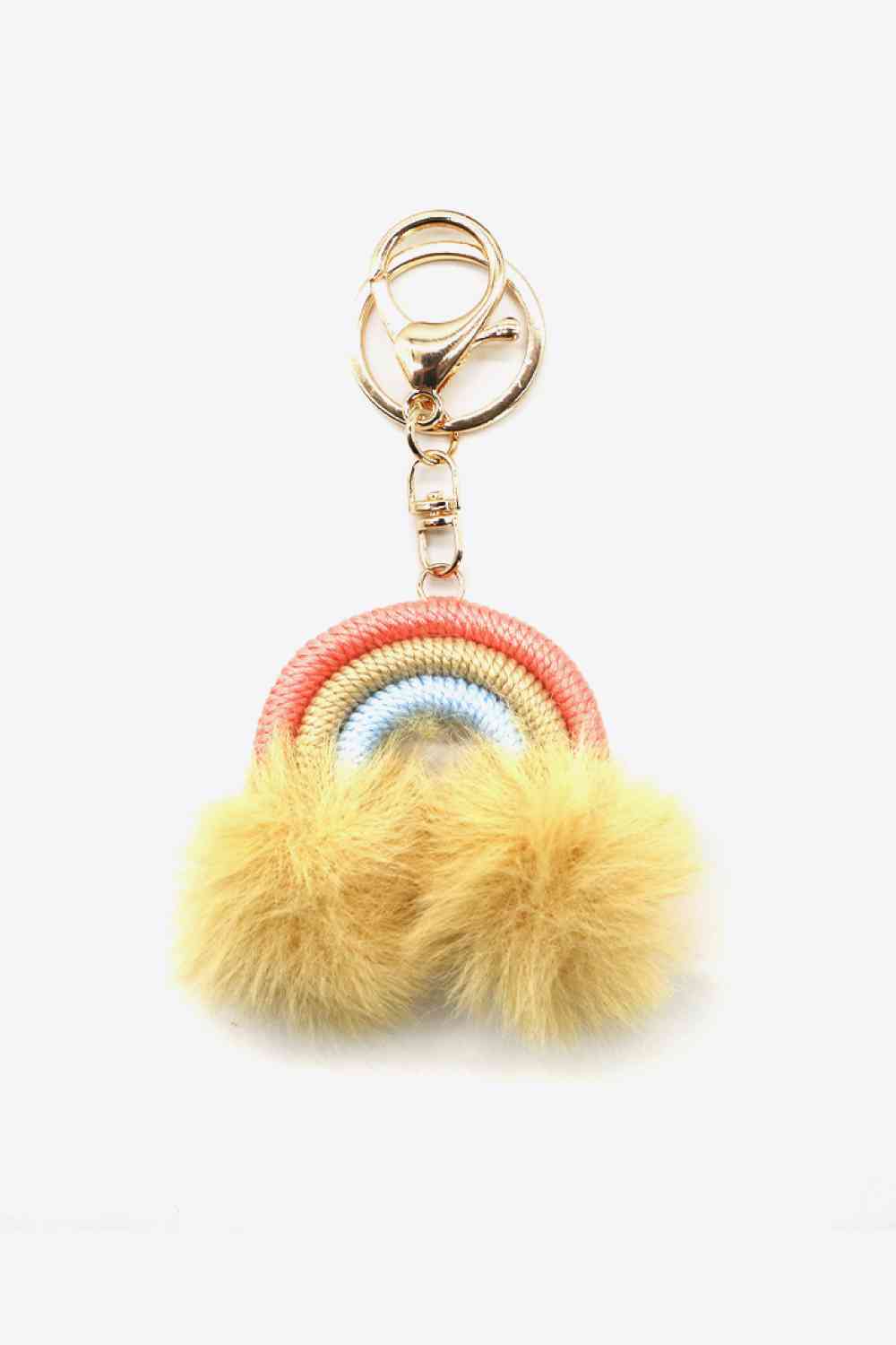 Assorted 4-Pack Rainbow Pom Pom Keychain Banana Yellow One Size