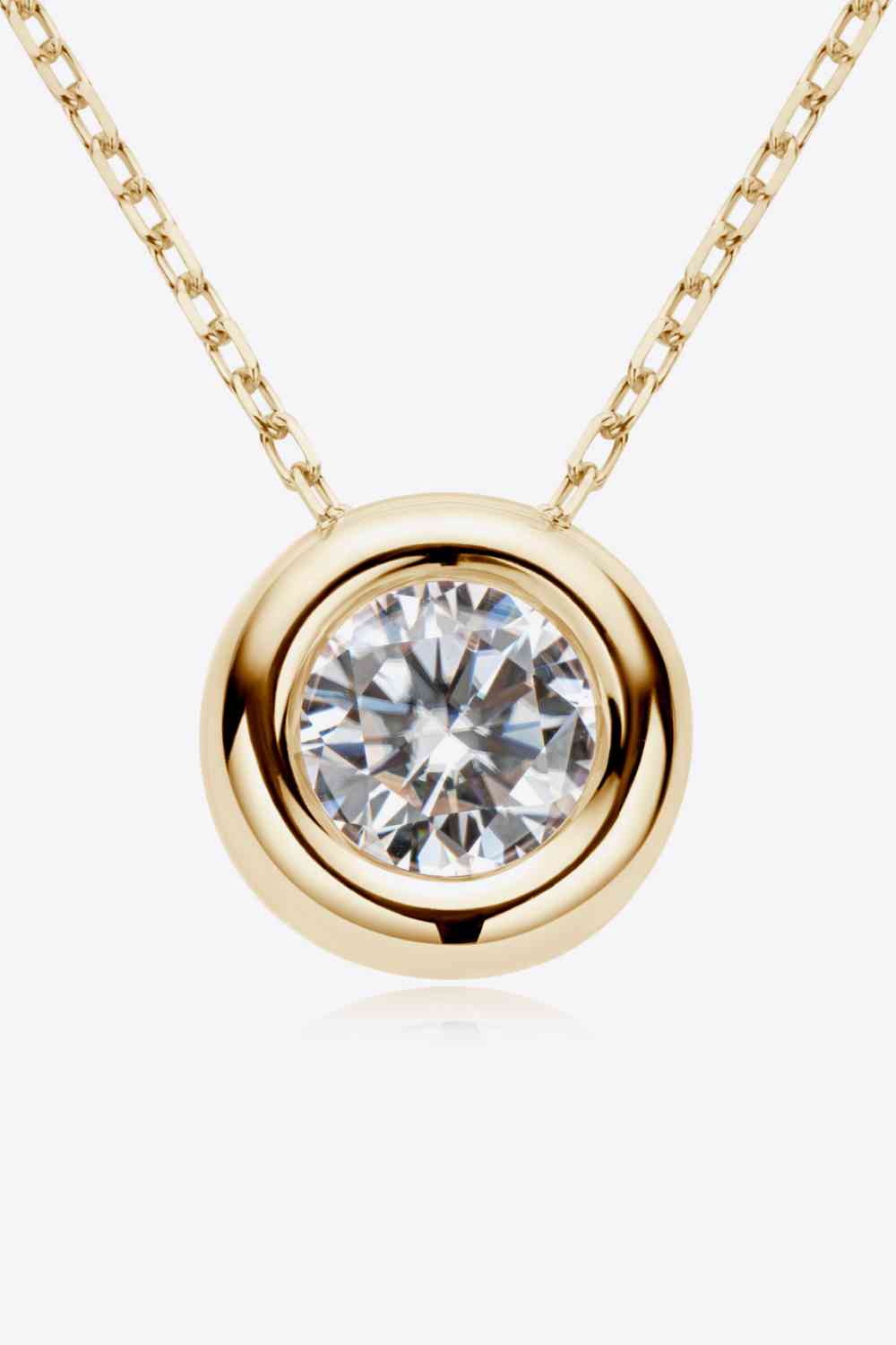 Adored 1 Carat Moissanite Pendant 925 Sterling Silver Necklace Gold One Size