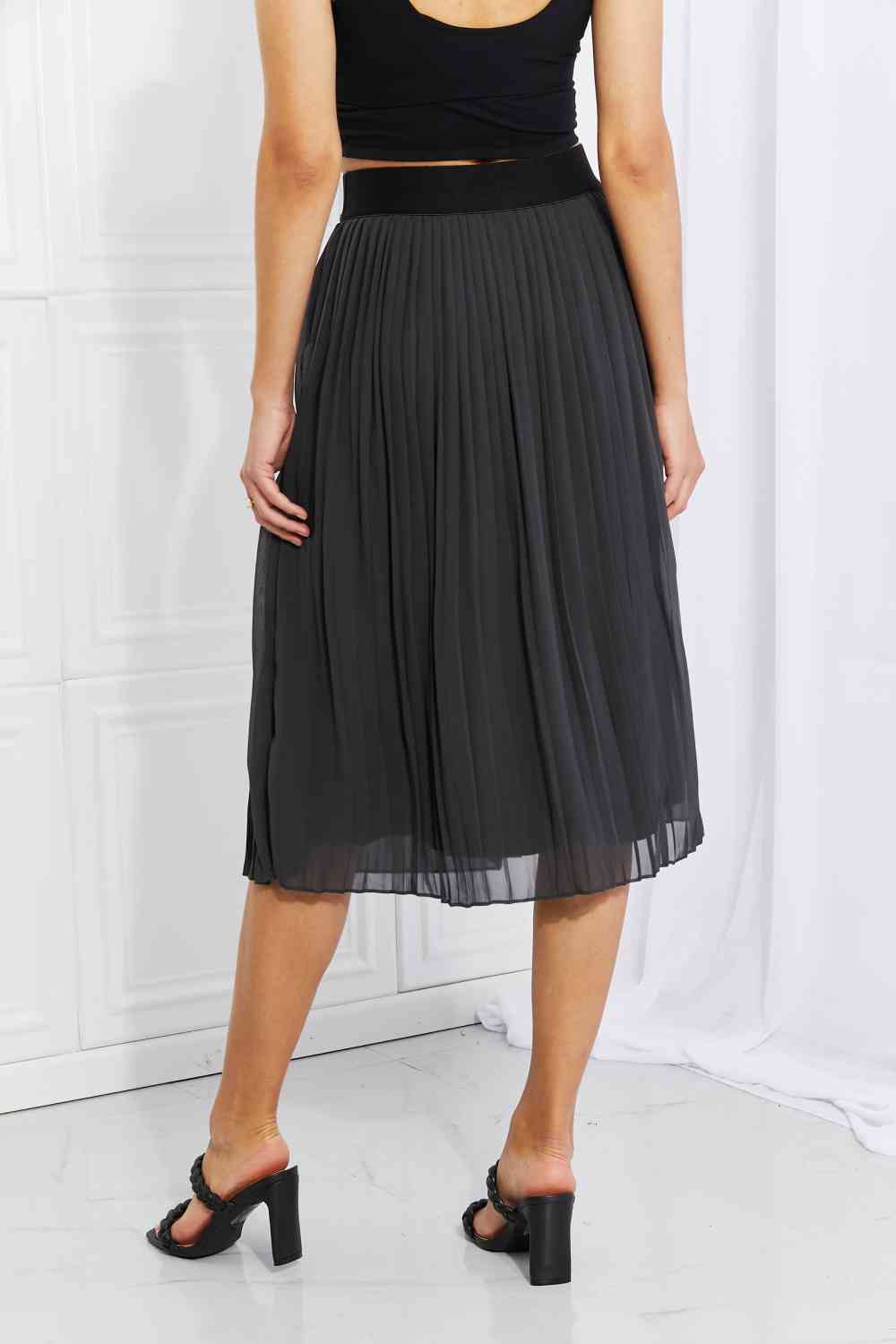 Zenana Full Size Romantic At Heart Pleated Chiffon Midi Skirt