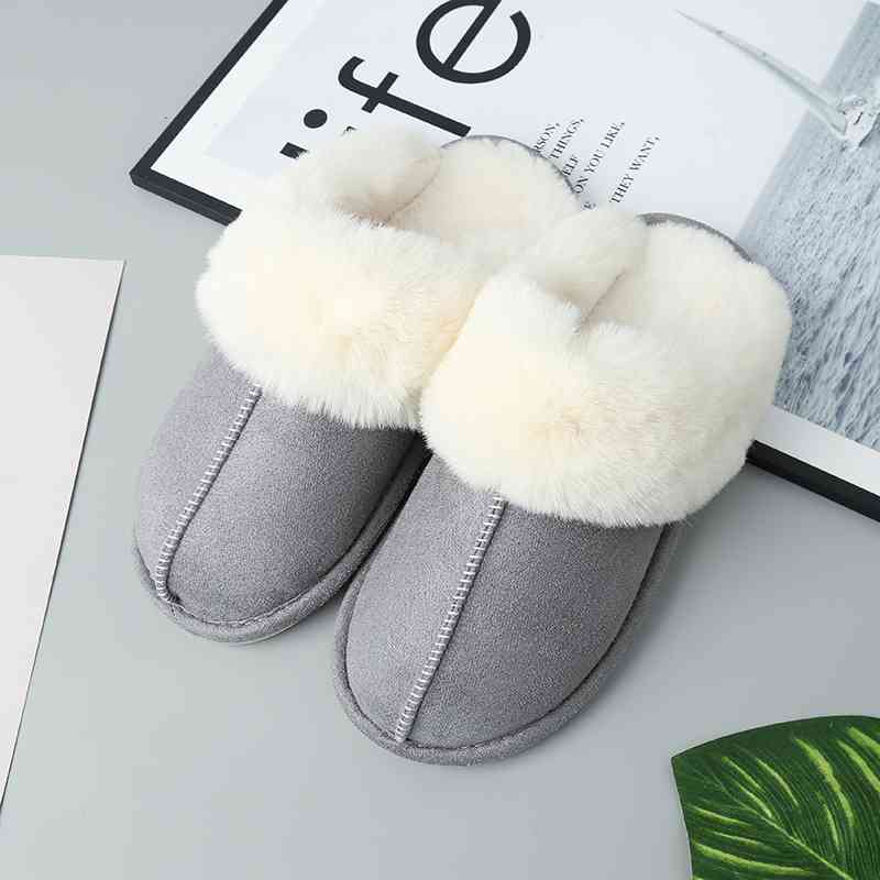 Faux Suede Center Seam Slippers Charcoal