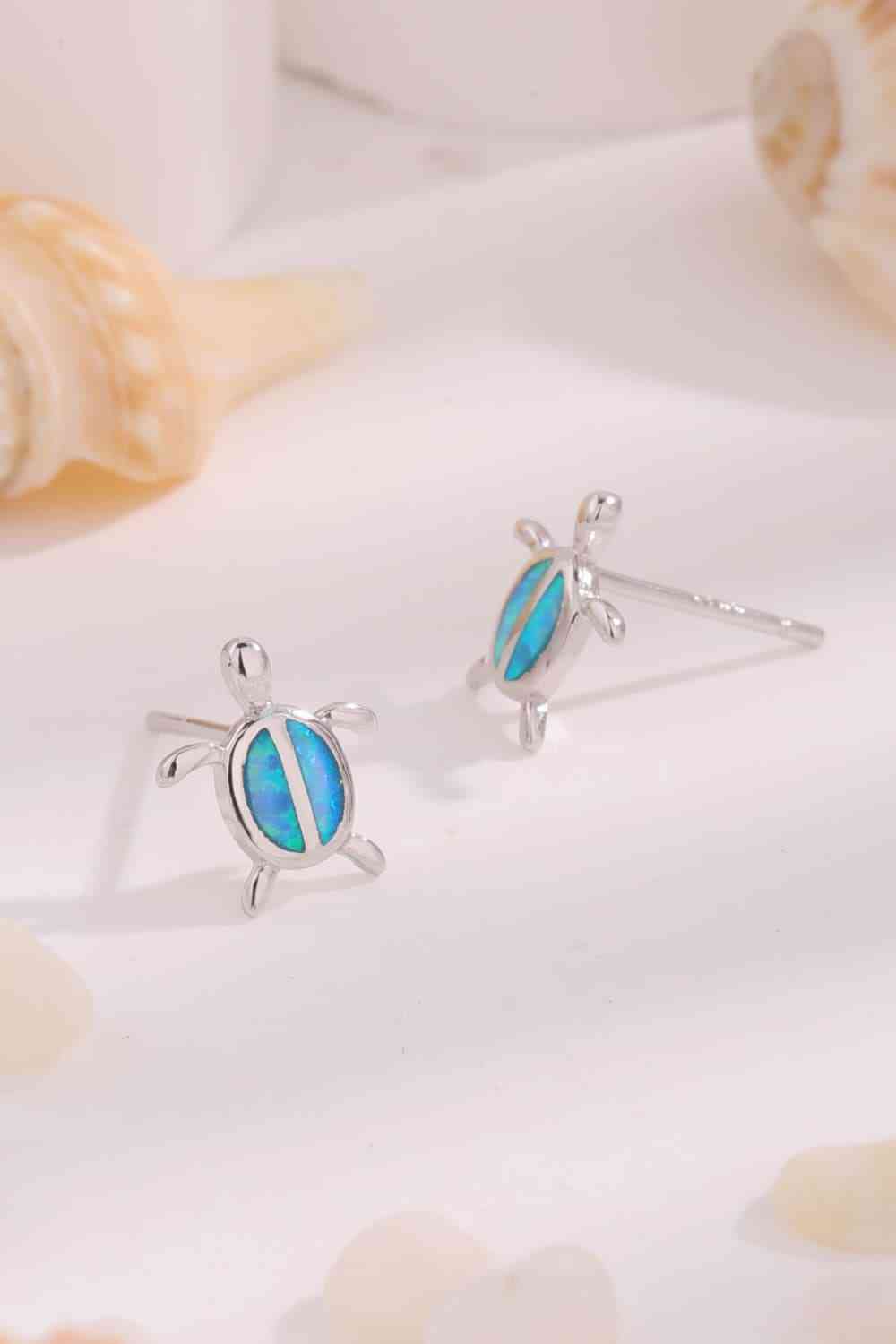 Opal Turtle 925 Sterling Silver Stud Earrings