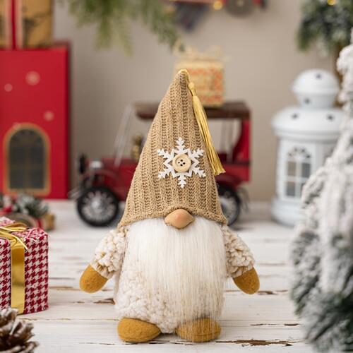 Christmas Pointed Hat Faceless Doll Ornament Tan One Size