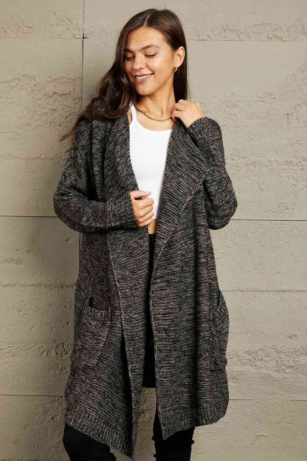 e.Luna Knit Sweater Cardigan Charcoal