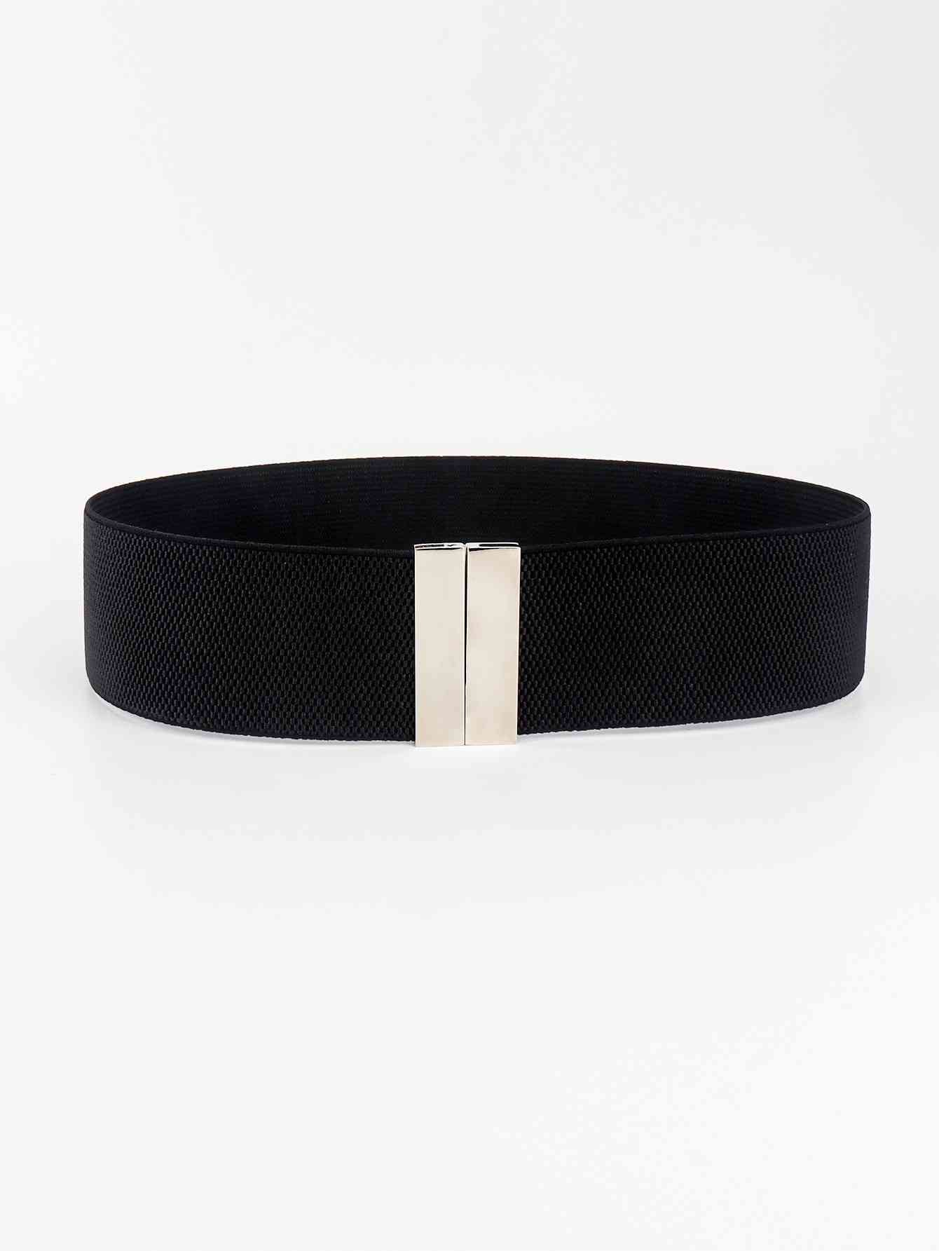 Alloy Buckle Elastic Belt Black/Silver One Size
