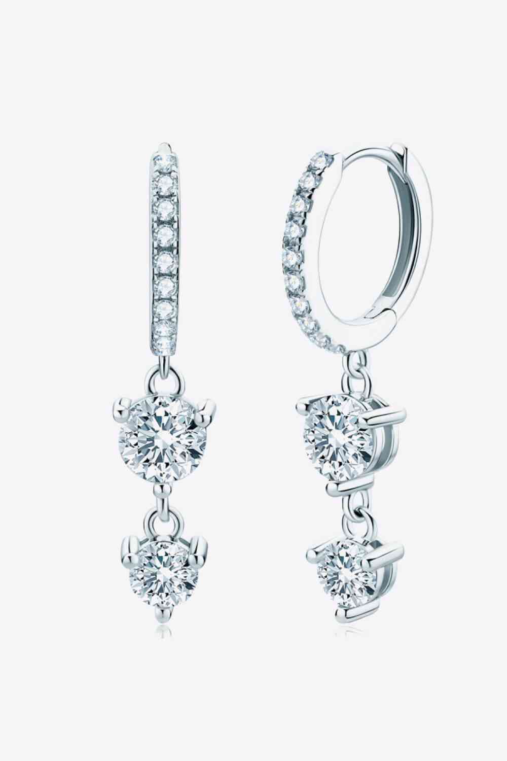 Adored Be The One Moissanite Drop Earrings Silver One Size