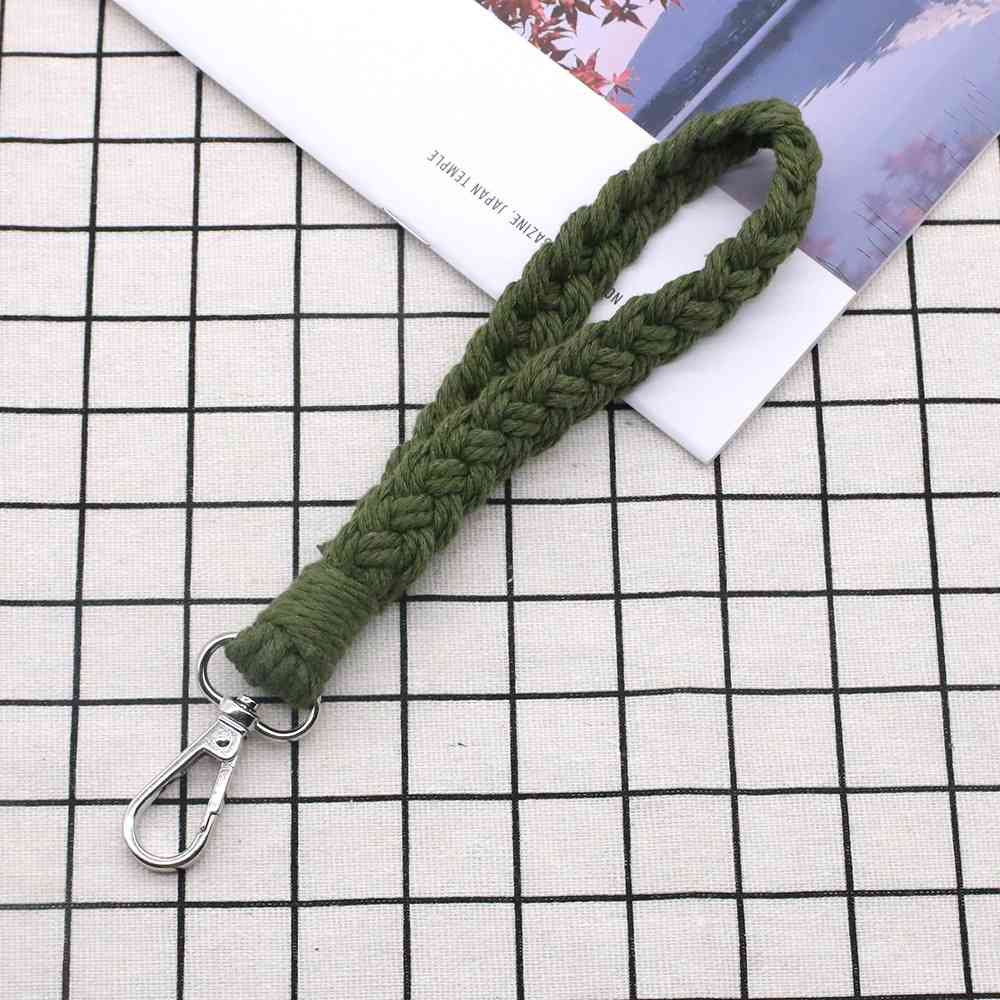 Assorted 4-Piece Macrame Keychain Army Green One Size