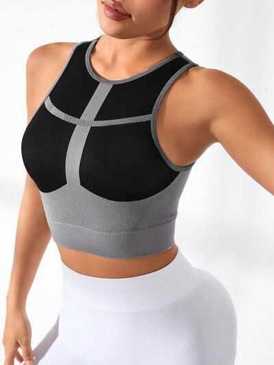 Color Block Round Neck Active Tank