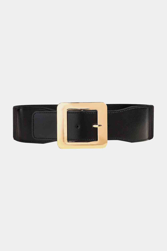 Alloy Buckle PU Leather Belt Black One Size