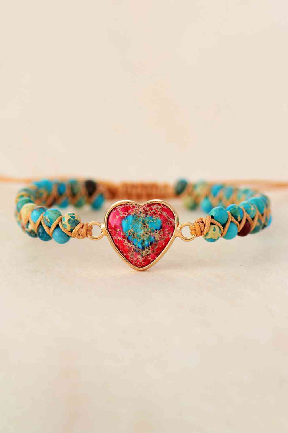 Handmade Heart Shape Natural Stone Bracelet Sky Blue One Size