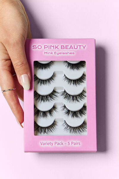 SO PINK BEAUTY Mink Eyelashes Variety Pack 5 Pairs Wispy Wonder One Size