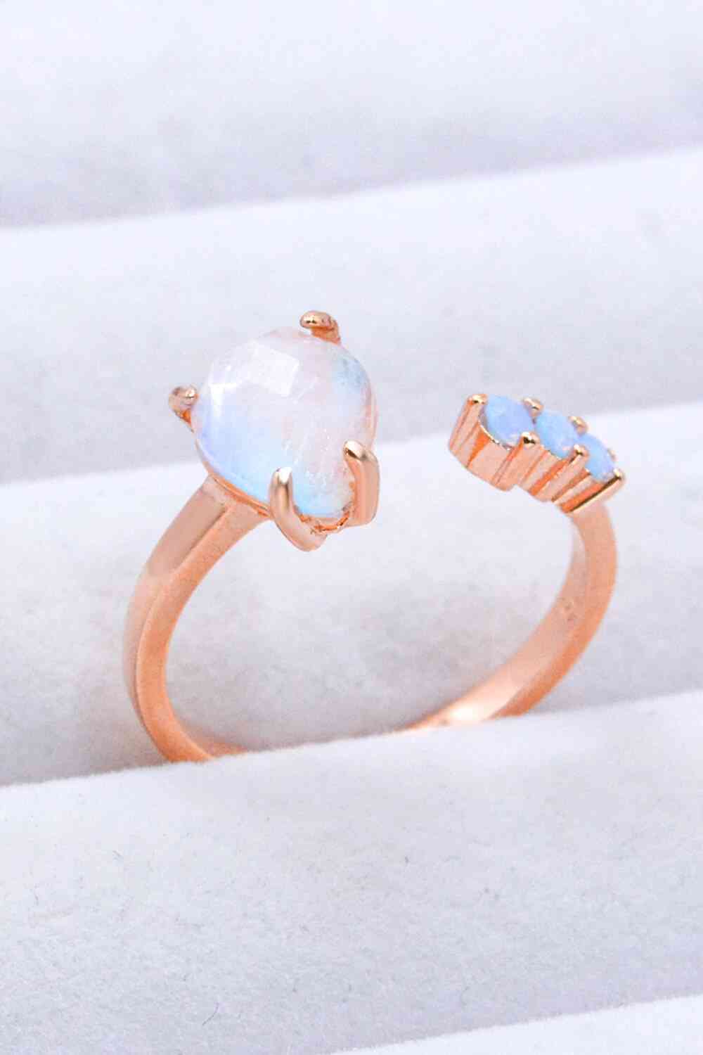 18K Rose Gold-Plated Moonstone Open Ring