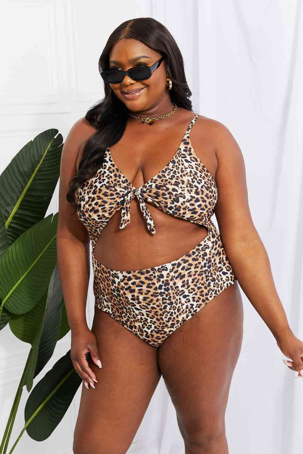 Marina West Swim Lost At Sea Cutout One-Piece Swimsuit Leopard