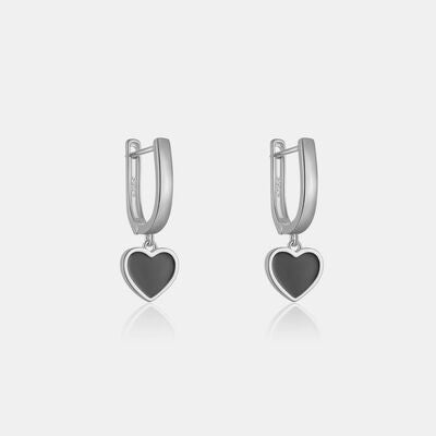 925 sterling silver Heart Drop Earrings Silver One Size