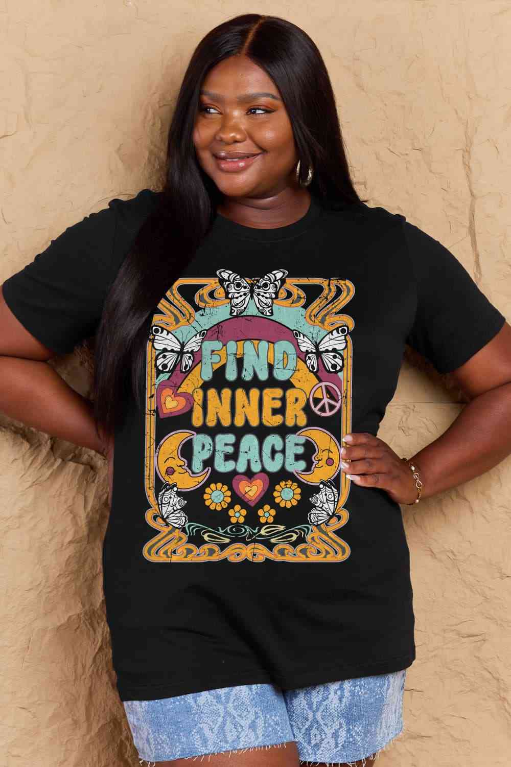 Simply Love Full Size FIND INNER PEACE Graphic Cotton T-Shirt