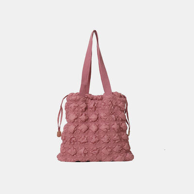 Drawstring Quilted Shoulder Bag Light Mauve One Size