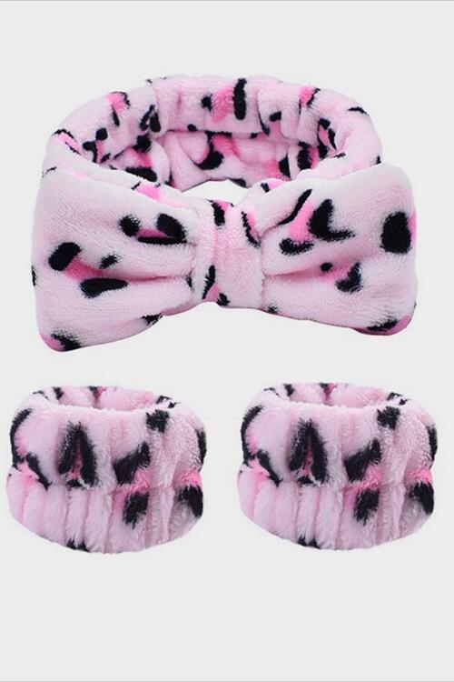 Animal Print Face Wash Wristband and Headband Blush Pink One Size