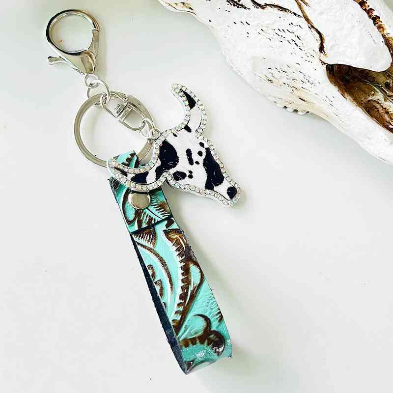 Rhinestone Bull Keychain Style A One Size