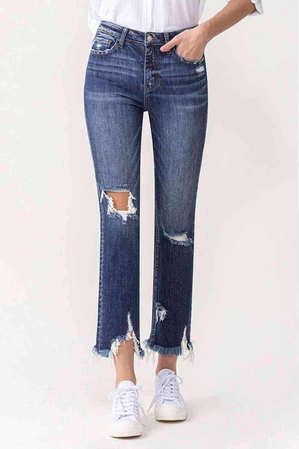 Lovervet Jackie Full Size High Rise Crop Straight Leg Jeans Medium