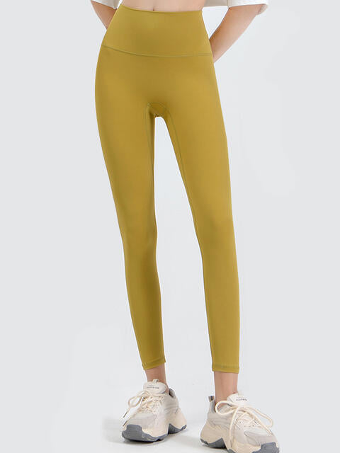 Wide Waistband Sports Leggings Banana Yellow