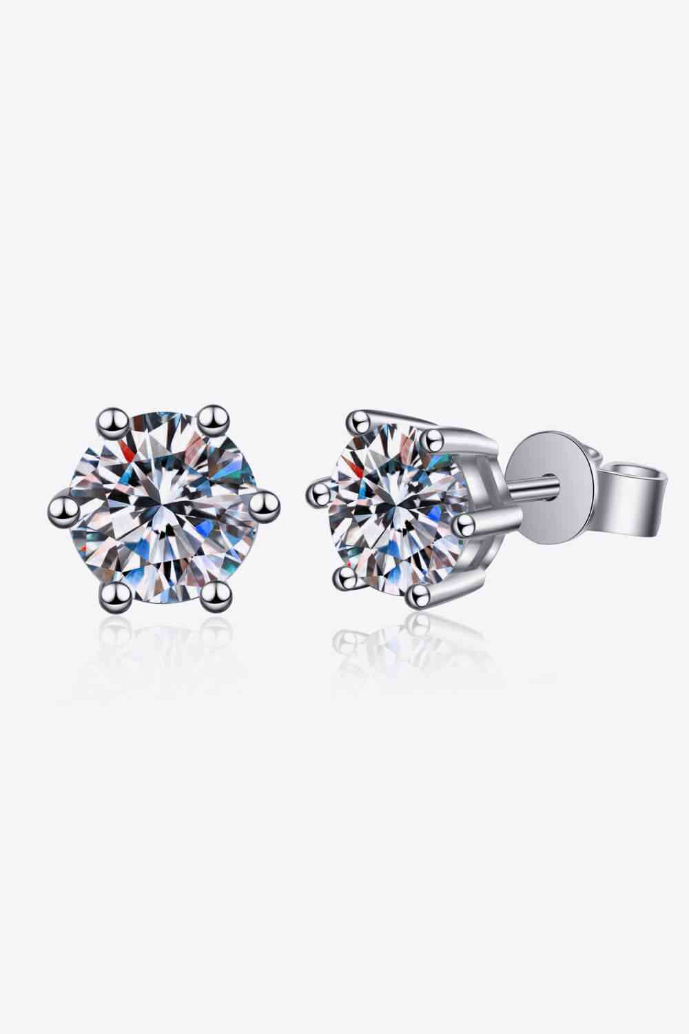 Adored Moissanite Stud Earrings Silver One Size