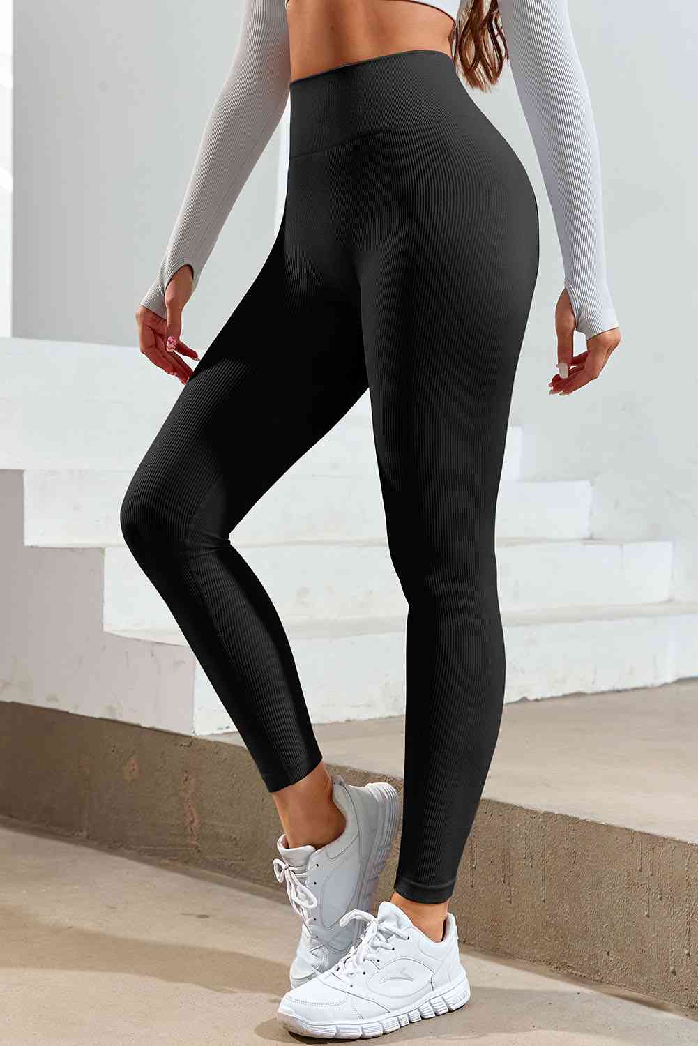 Wide Waistband Sports Leggings Black