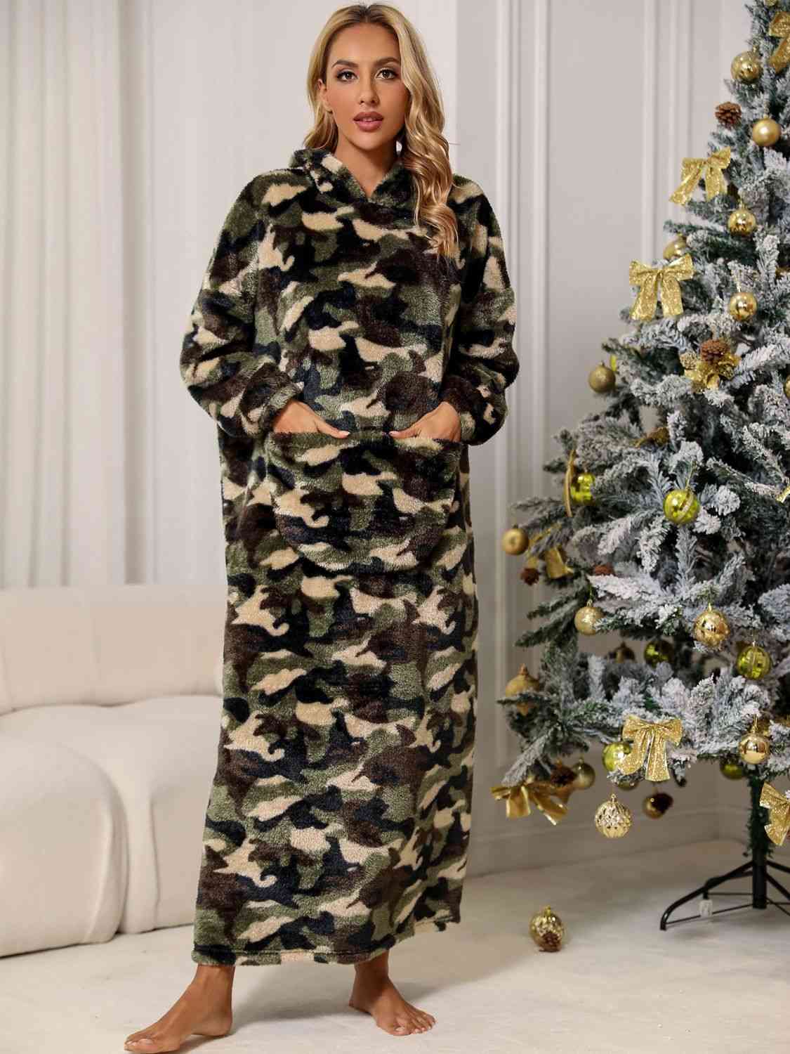 Camouflage Hooded Teddy Night Dress Green Camouflage