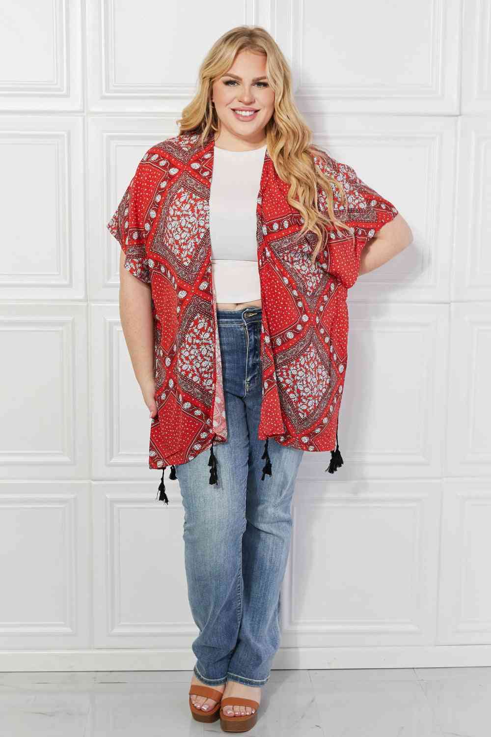 Justin Taylor Paisley Design Kimono in Red