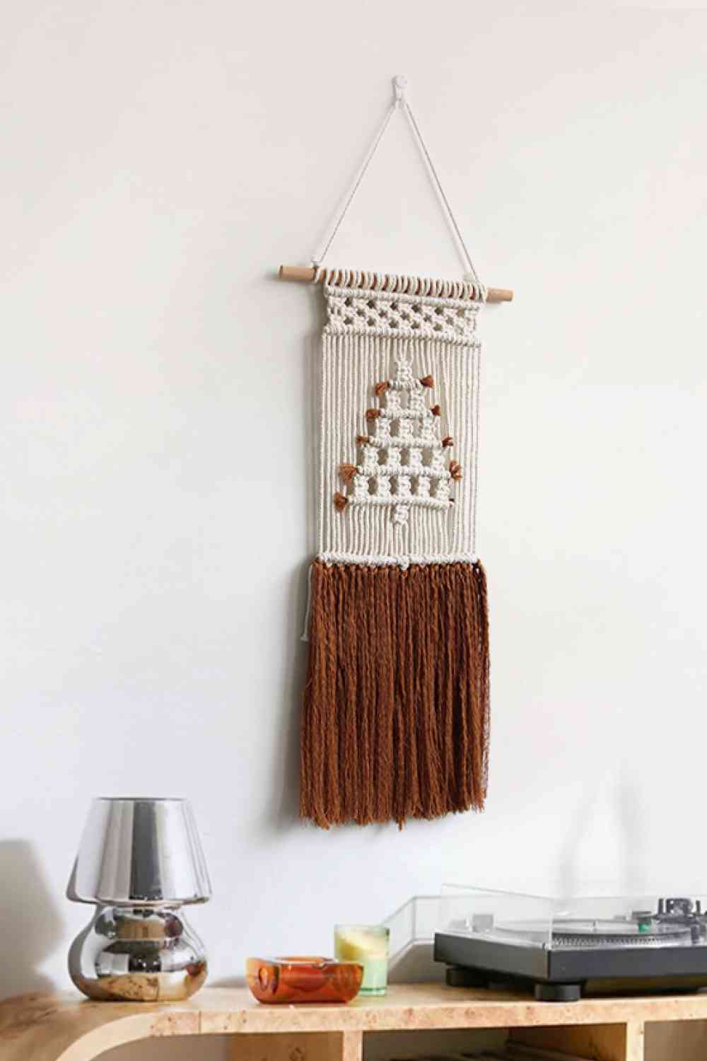 Macrame Fringe Wall Hanging Burnt Umber One Size