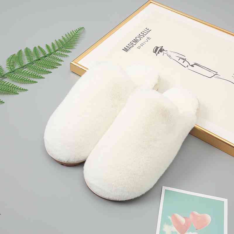 Faux Fur Slippers White