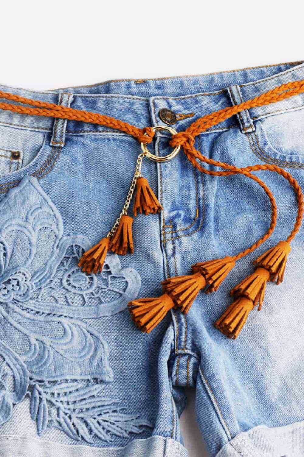 Braid Belt with Tassels Ochre One Size